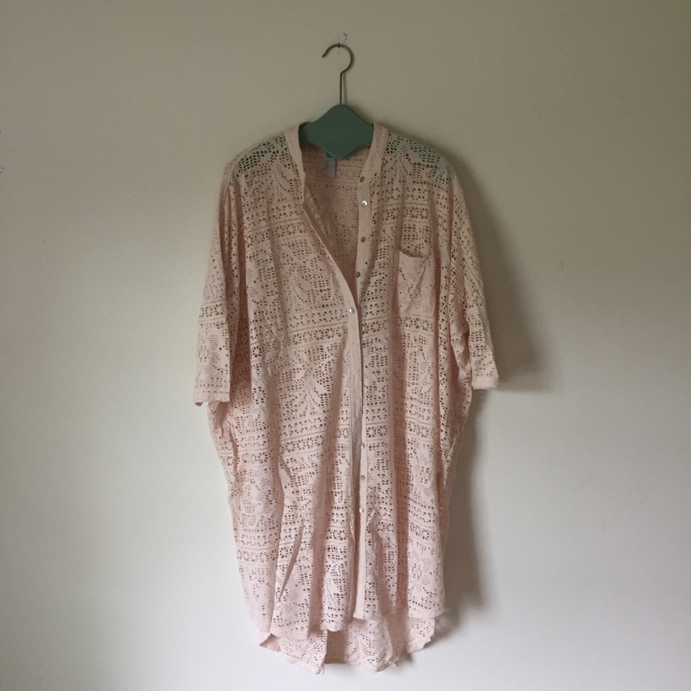 Free People Beach eyelet button up shirt/cover-up